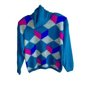 Richard & Co. Turtleneck Sweater Vintage 90s Lambswool Angora Teal Size Medium